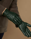 Harvey (dark green) - Men's goatskin leather gloves with wool lining & touchscreen feature