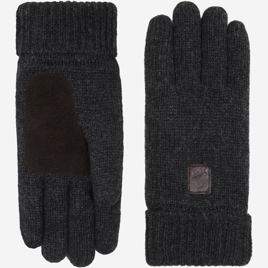 Hudson (dark grey) - Knitted gloves from Shetland wool with warm fleece lining