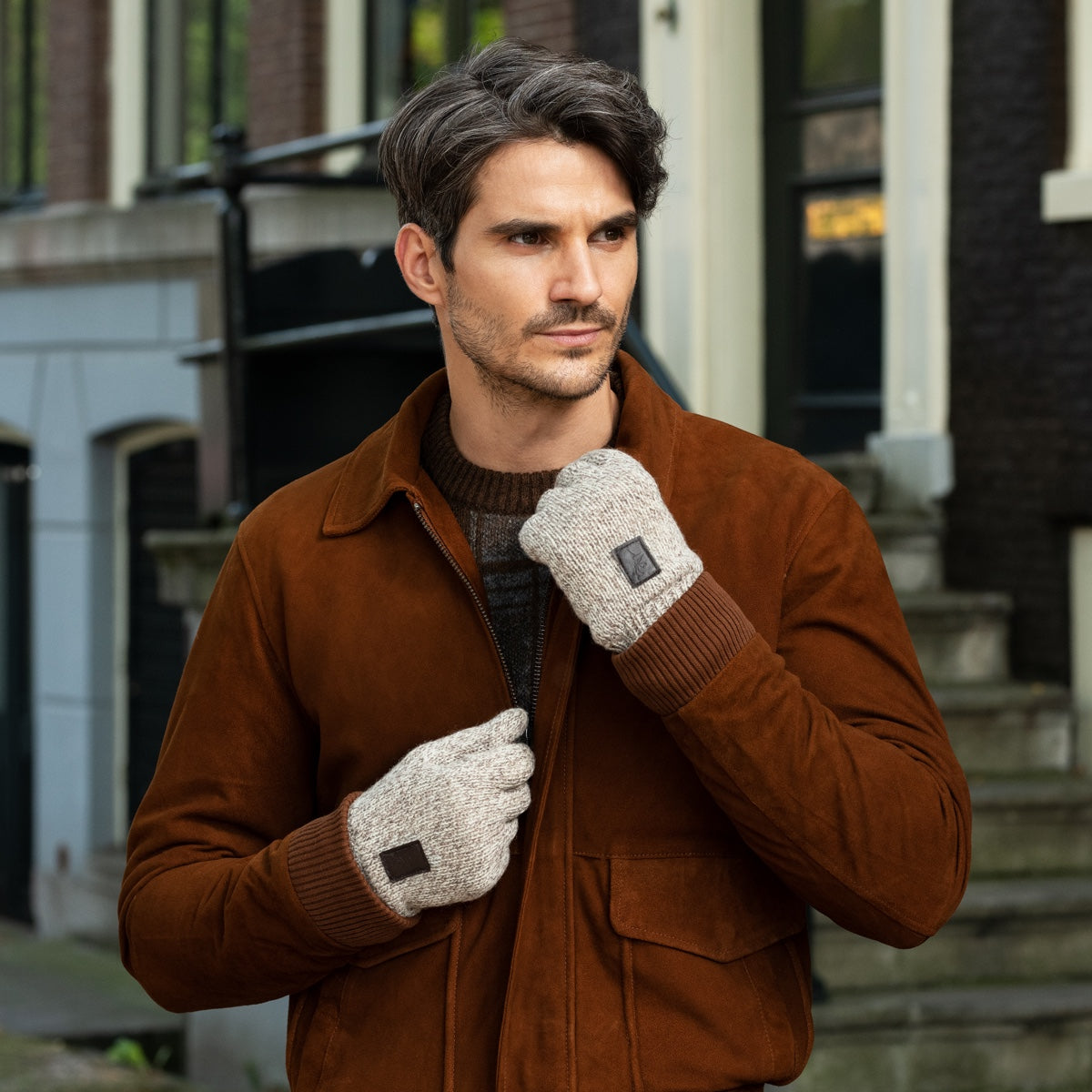 Hudson (light grey) - knitted gloves from Shetland wool with warm fleece lining - Schwartz & von Halen - US - 8