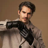 Hunter (black) – goatskin leather gloves with lambswool lining & touchscreen feature - Schwartz & von Halen - US - 12