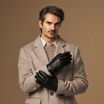 Hunter (black) – goatskin leather gloves with lambswool lining & touchscreen feature - Schwartz & von Halen - US - 6