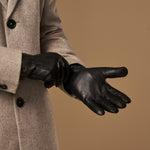 Hunter (black) – goatskin leather gloves with lambswool lining & touchscreen feature - Schwartz & von Halen - US - 7