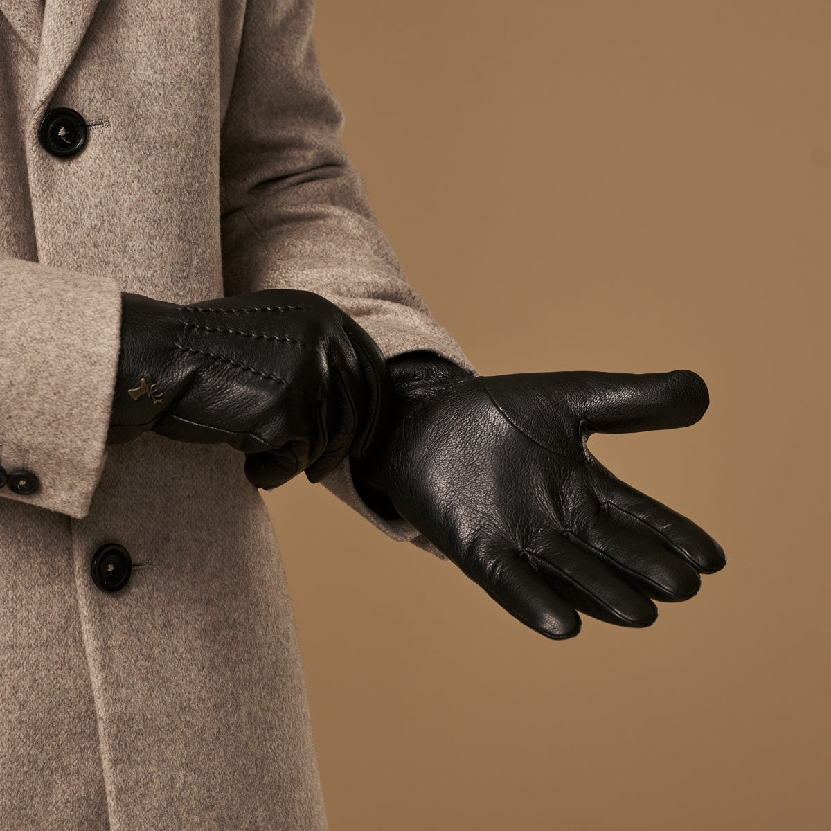 Lederhandschuhe Herren Schwarz - Lammwollfutter