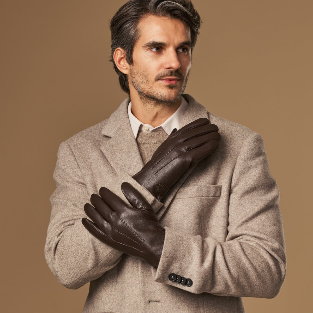 Hunter (brown) – Goatskin gloves with lambswool lining & touchscreen feature - XS