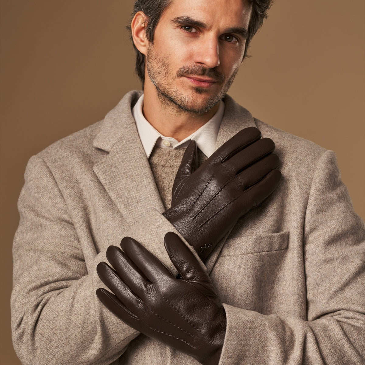 Hunter (brown) – Goatskin gloves with lambswool lining & touchscreen feature - XS