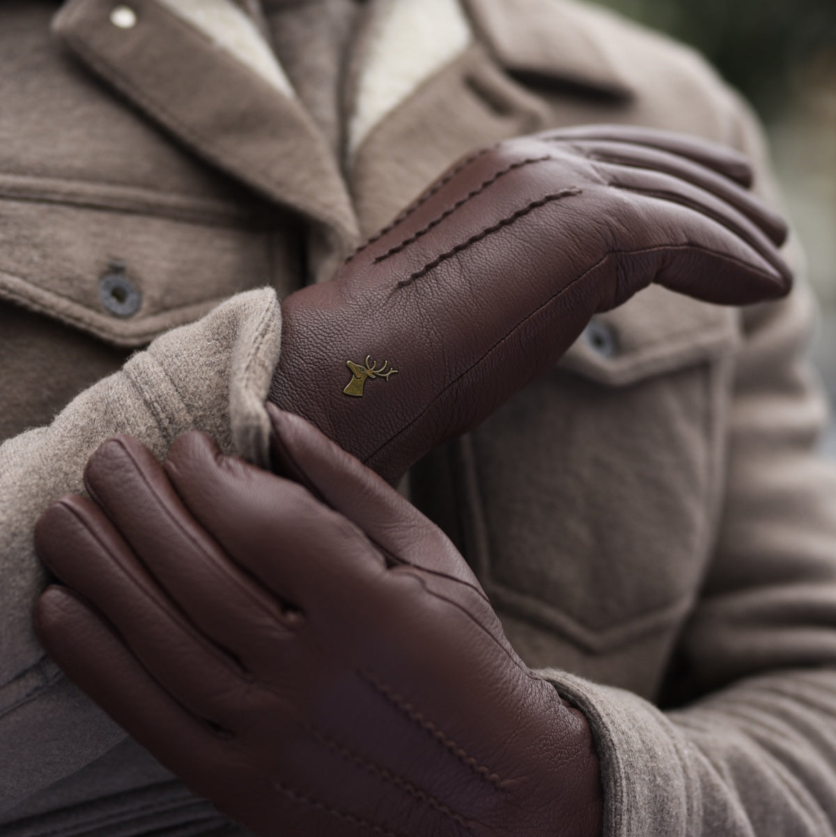 Hunter - brown – Goatskin gloves with lambswool lining & touchscreen feature - Schwartz & von Halen - US - 12