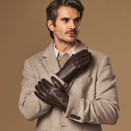Hunter (brown) – Goatskin gloves with lambswool lining & touchscreen feature