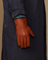 Hunter (cognac) - Men's goatskin leather gloves with lambswool lining & touchscreen feature