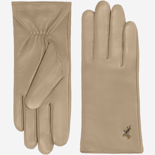Ivy (beige) – Sheepskin leather gloves with wool/cashmere lining & touchscreen feature