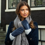 Ivy (blue) – sheepskin leather gloves with wool/cashmere lining & touchscreen feature  - Schwartz & von Halen - US - 2