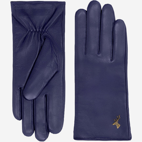 Ivy (blue) – Sheepskin leather gloves with wool/cashmere lining & touchscreen feature
