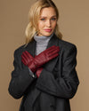 Ivy (bordeaux) - Women's sheepskin leather gloves with wool/cashmere lining & touchscreen feature