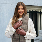 Ivy (cognac) - sheepskin leather gloves with wool/cashmere lining & touchscreen feature  - Schwartz & von Halen - US - 2