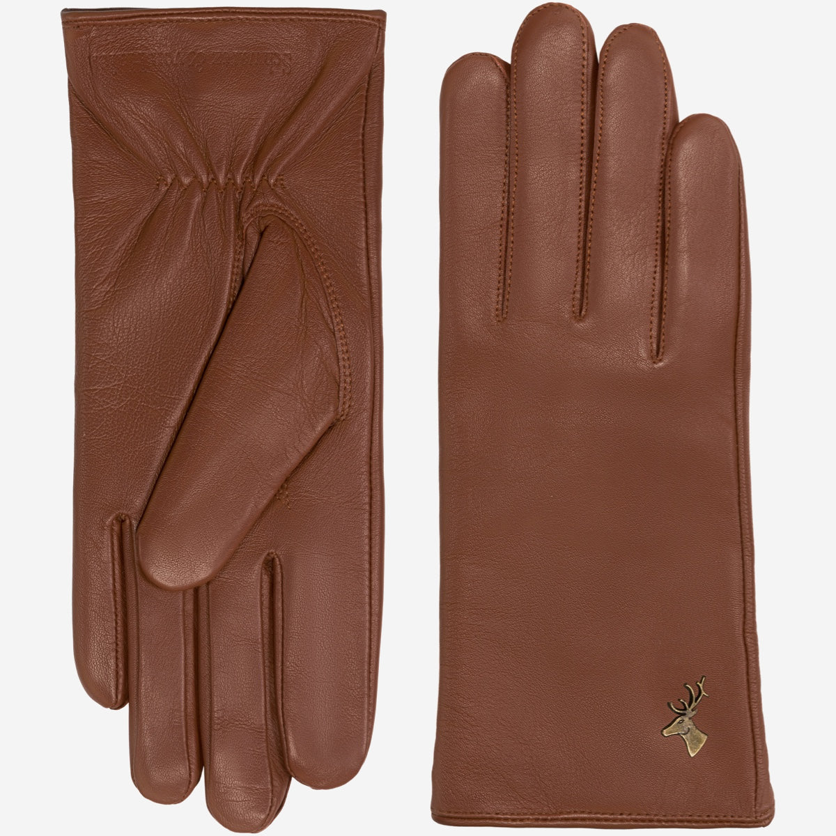 Ivy (cognac) - sheepskin leather gloves with wool/cashmere lining & touchscreen feature  - Schwartz & von Halen - US - 3