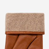 Ivy (cognac) - Sheepskin leather gloves with wool/cashmere lining & touchscreen feature