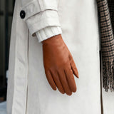 Ivy (cognac) - Sheepskin leather gloves with wool/cashmere lining & touchscreen feature