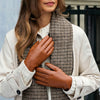 Ivy (cognac) - Sheepskin leather gloves with wool/cashmere lining & touchscreen feature