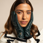 Dark Green Leather Gloves Lambskin Women Ivy - Schwartz & von Halen® UK - Premium Leather Gloves - 2