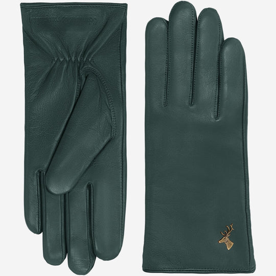 Ivy (dark green) - Sheepskin leather gloves with wool/cashmere lining & touchscreen feature