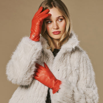 Ivy -orange – Sheepskin leather gloves with wool/cashmere lining & touchscreen feature - Schwartz & von Halen - US - 1