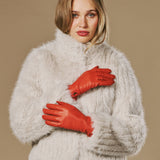 Ivy (orange) – Sheepskin leather gloves with wool/cashmere lining & touchscreen feature
