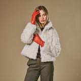 Ivy (orange) – Sheepskin leather gloves with wool/cashmere lining & touchscreen feature