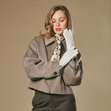 Ivy (white) – Sheepskin leather gloves with wool/cashmere lining & touchscreen feature