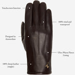 Jake (dark brown) - sheepskin gloves with warm fleece lining & touchscreen feature  - Schwartz & von Halen - US - 12