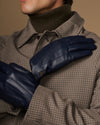 Jake (navy) - Sheepskin gloves with warm fleece lining & touchscreen feature