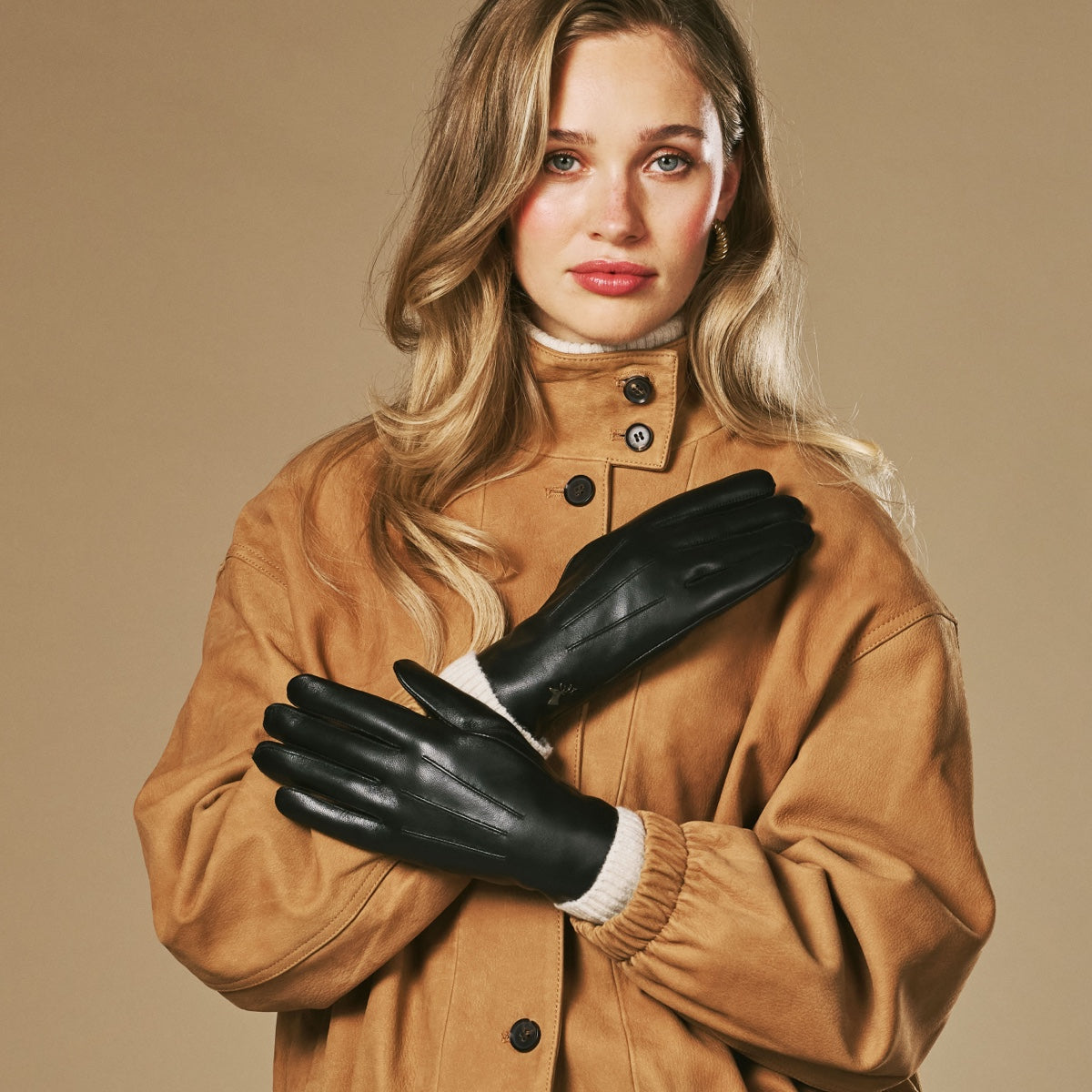 Damen-Lederhandschuhe – 100 % Kaninchenfell – Schwarz – Schwartz & von Halen®