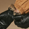 Jasmine (black) - Women’s lambskin gloves with luxurious rabbit fur lining and touchscreen feature