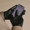Jasmine (black) - Women’s lambskin gloves with luxurious rabbit fur lining and touchscreen feature