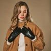 Jasmine (black) - Women’s lambskin gloves with luxurious rabbit fur lining and touchscreen feature
