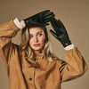 Jasmine (black) - Women’s lambskin gloves with luxurious rabbit fur lining and touchscreen feature