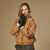 Jasmine (black) - Women’s lambskin gloves with luxurious rabbit fur lining and touchscreen feature