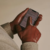 Jasmine (brown) - Women’s lambskin gloves with luxurious rabbit fur lining and touchscreen feature