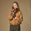 Jasmine (brown) - Women’s lambskin gloves with luxurious rabbit fur lining and touchscreen feature