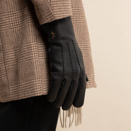 Jaxon (black) - goatskin leather gloves with luxurious faux fur lining & touchscreen feature  - Schwartz & von Halen - US - 11