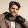 Jaxon (black) - goatskin leather gloves with luxurious faux fur lining & touchscreen feature  - Schwartz & von Halen - US - 7