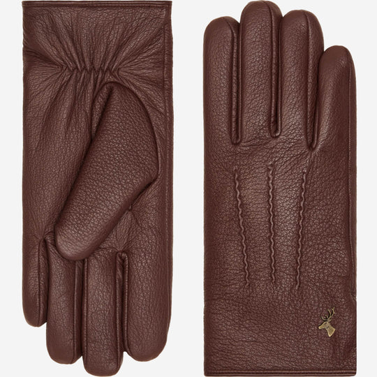 Jaxon (brown) - Goatskin leather gloves with luxurious faux fur lining & touchscreen feature