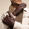 Jaxon (brown) - goatskin leather gloves with luxurious faux fur lining & touchscreen feature - Schwartz & von Halen - US - 9