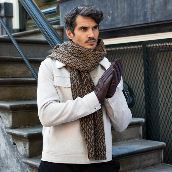 Jaxon (brown) - goatskin leather gloves with luxurious faux fur lining & touchscreen feature - Schwartz & von Halen - US - 12