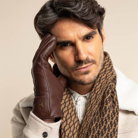 Jaxon (brown) - goatskin leather gloves with luxurious faux fur lining & touchscreen feature - Schwartz & von Halen - US - 10