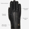 Jaxon (black) - goatskin leather gloves with luxurious faux fur lining & touchscreen feature  - Schwartz & von Halen - US - 15