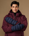 Jordan (black / blue) - Men's waterproof down & Thinsulate™ mittens with touchscreen thumb