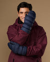 Jordan (black / blue) - Men's waterproof down & Thinsulate™ mittens with touchscreen thumb