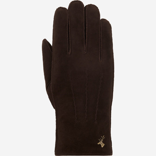 Josie (brown) - Suede goatskin leather gloves with luxurious sheep fur lining