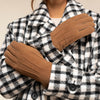 Josie (camel) - suede goatskin leather gloves with luxurious sheep fur lining  - Schwartz & von Halen - US - 6