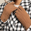 Josie (camel) - suede goatskin leather gloves with luxurious sheep fur lining  - Schwartz & von Halen - US - 10