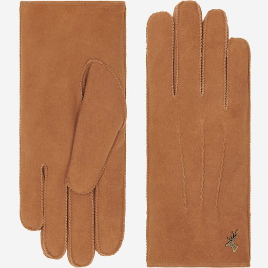 Josie (camel) - suede goatskin leather gloves with luxurious sheep fur lining  - Schwartz & von Halen - US - 2